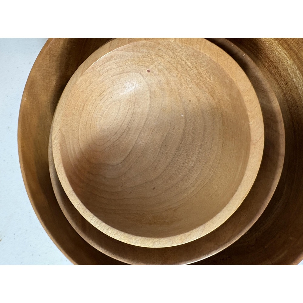Vintage Hand Turned Wood Bowls Set Signed 2004-2005 Decor Salad Display Vase USA - Picture 4 of 15